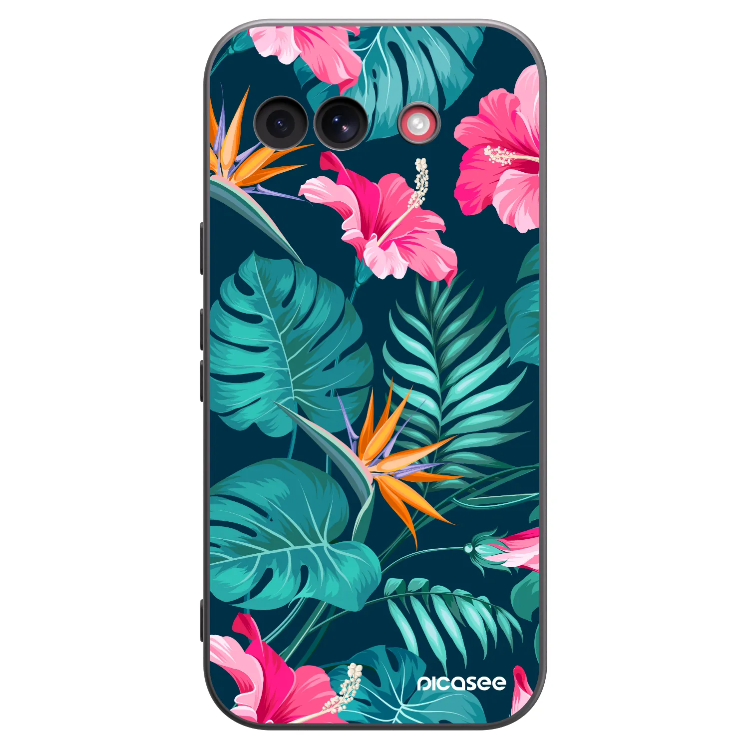 Picasee silikonowe czarne etui na Google Pixel 10a - Pink Monstera