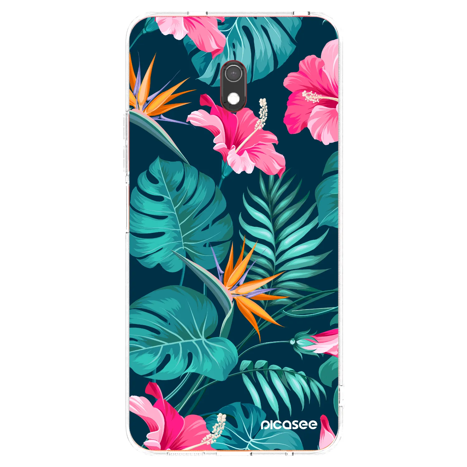 Picasee silikonowe przeźroczyste etui na Xiaomi Redmi 8A - Pink Monstera