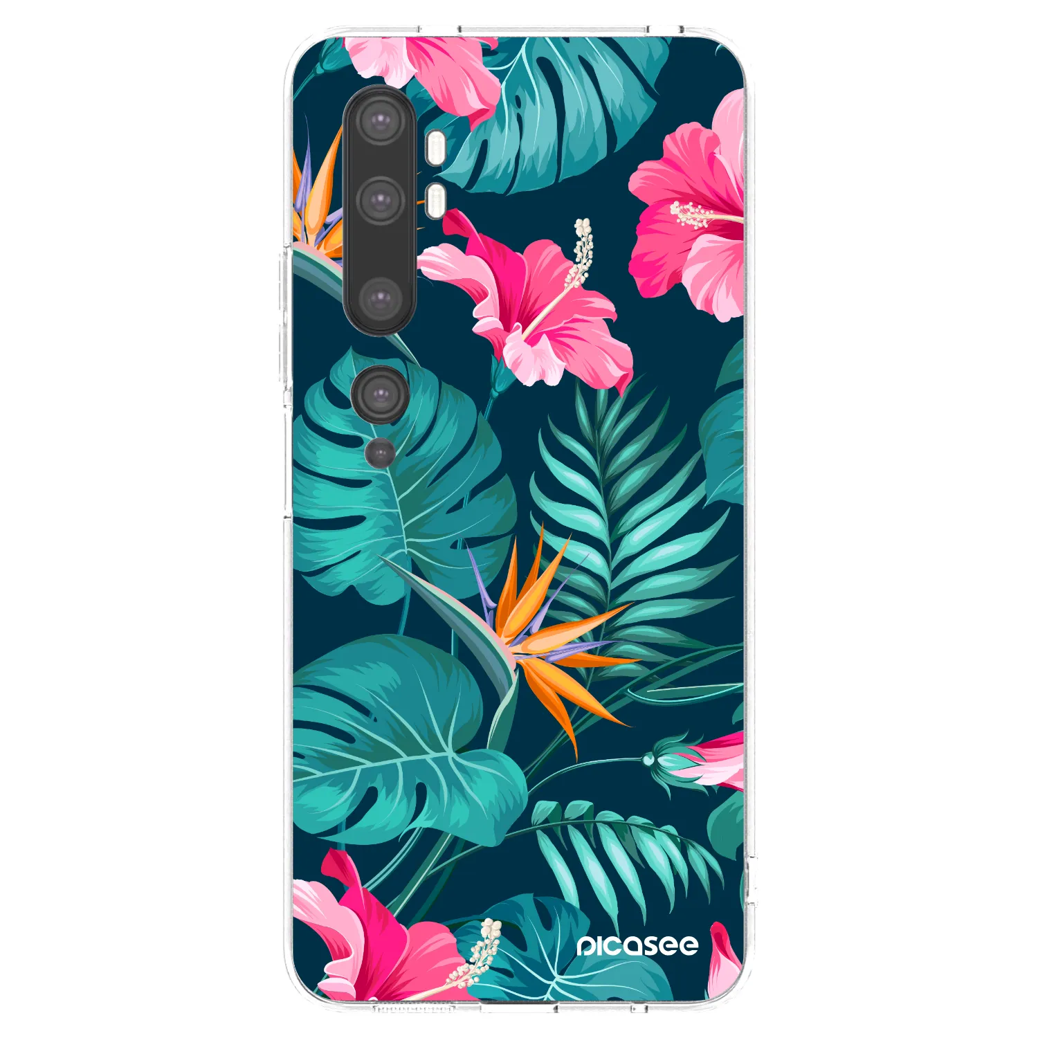 Picasee silikonowe przeźroczyste etui na Xiaomi Mi Note 10 (Pro) - Pink Monstera