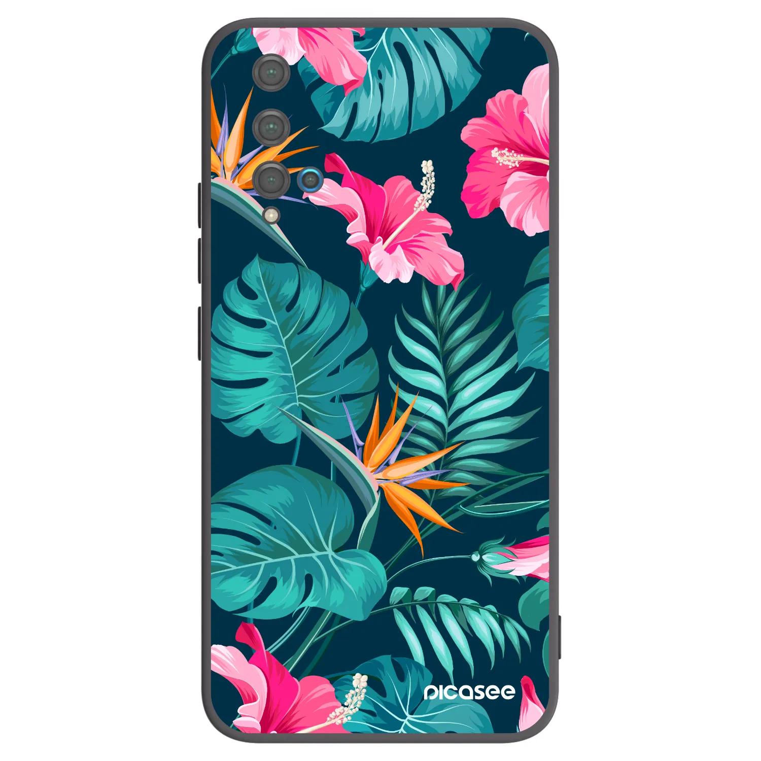 Picasee silikonowe czarne etui na Huawei Nova 5T - Pink Monstera