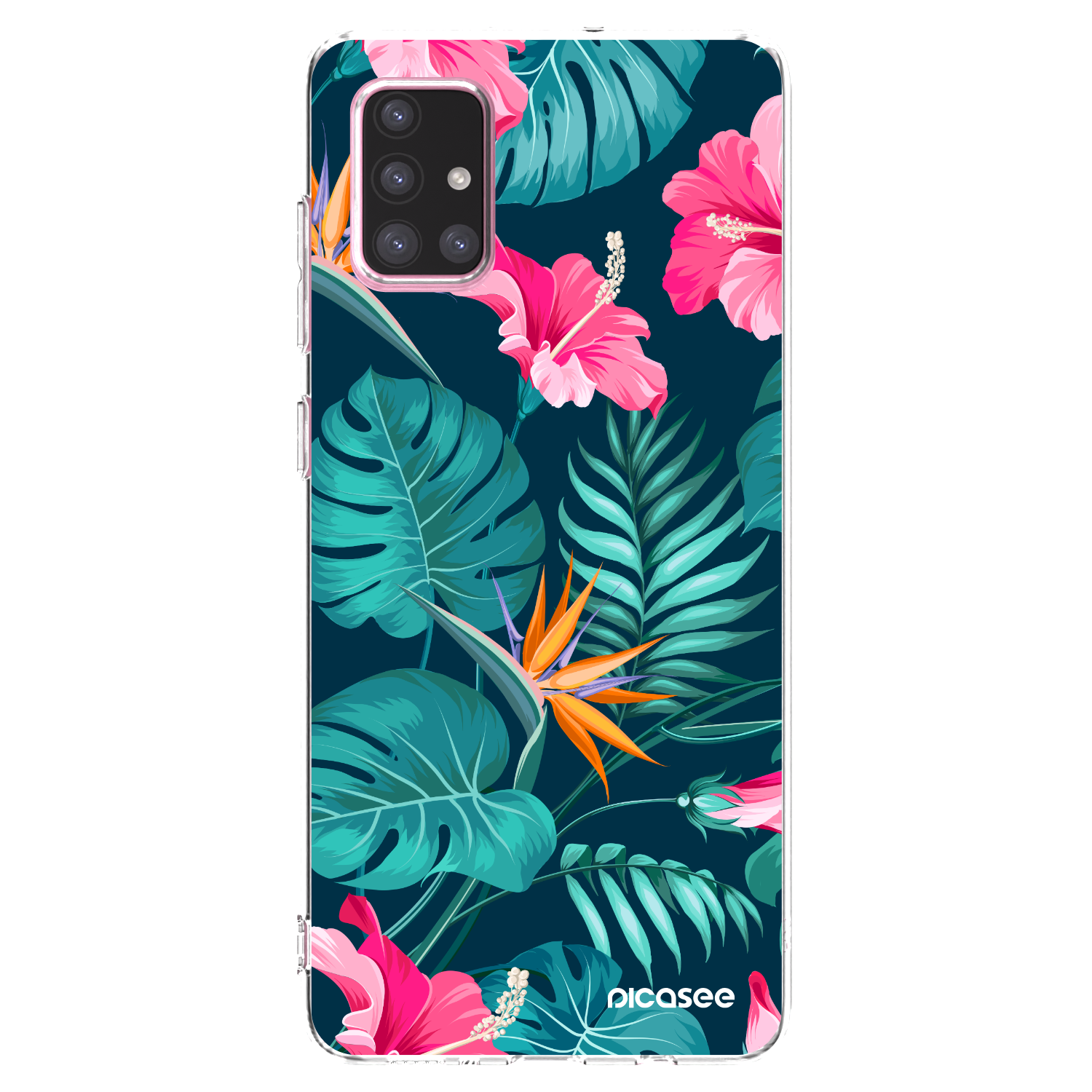 Picasee silikonowe przeźroczyste etui na Samsung Galaxy A71 A715F - Pink Monstera