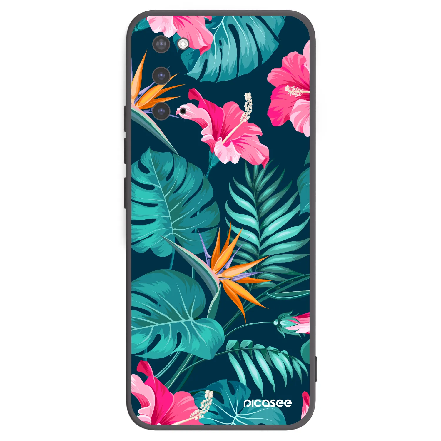 Picasee silikonowe czarne etui na Samsung Galaxy S20 G980F - Pink Monstera