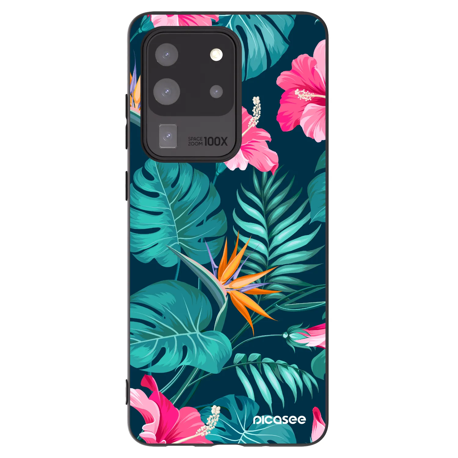 Picasee silikonowe czarne etui na Samsung Galaxy S20 Ultra 5G G988F - Pink Monstera