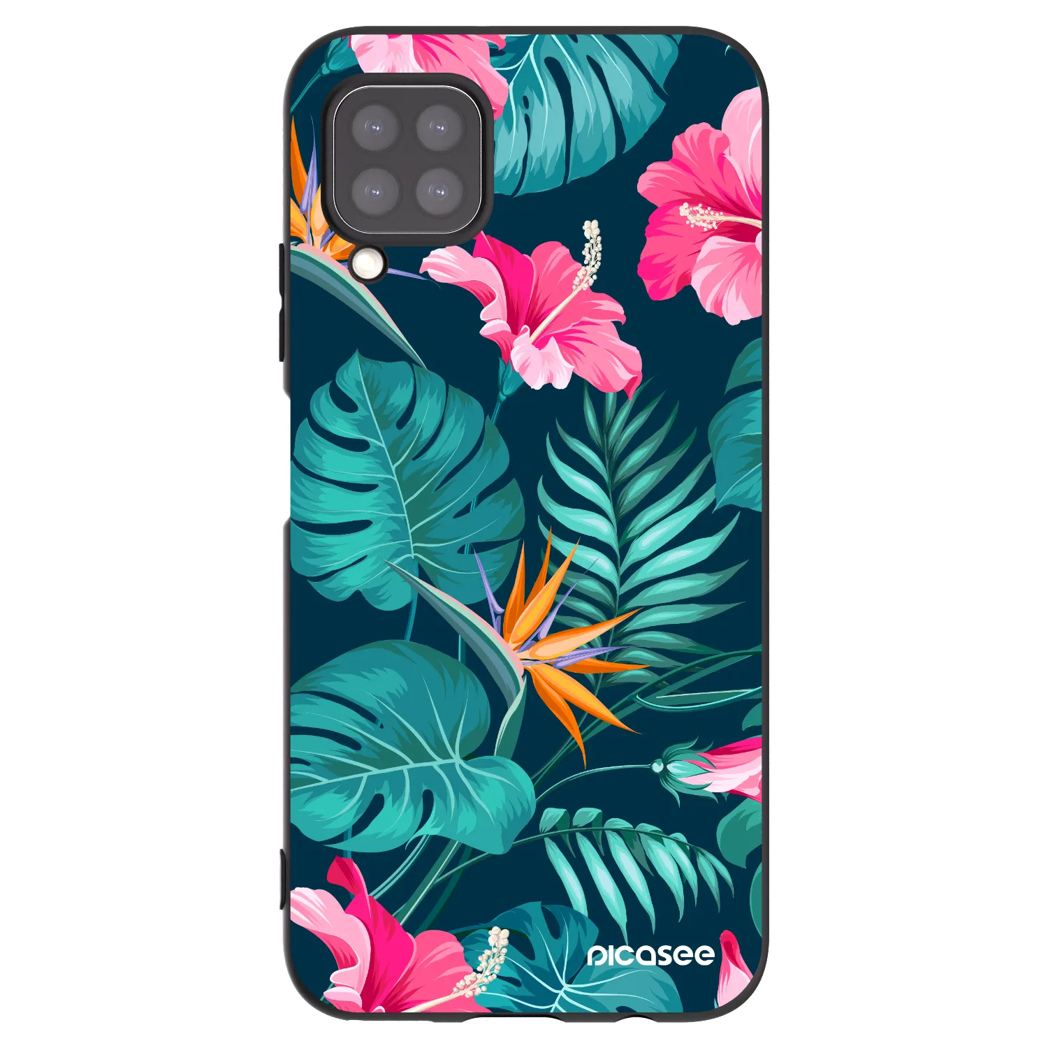 Picasee silikonowe czarne etui na Huawei P40 Lite - Pink Monstera