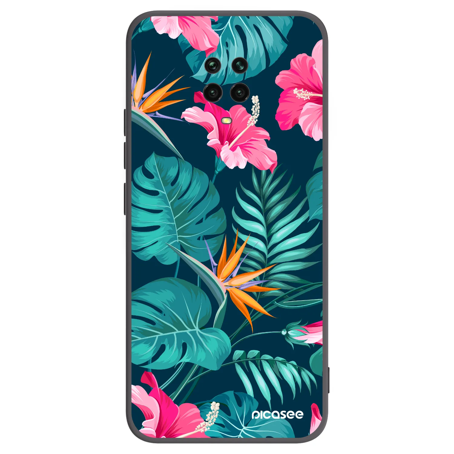 Picasee silikonowe czarne etui na Xiaomi Redmi Note 9 Pro - Pink Monstera