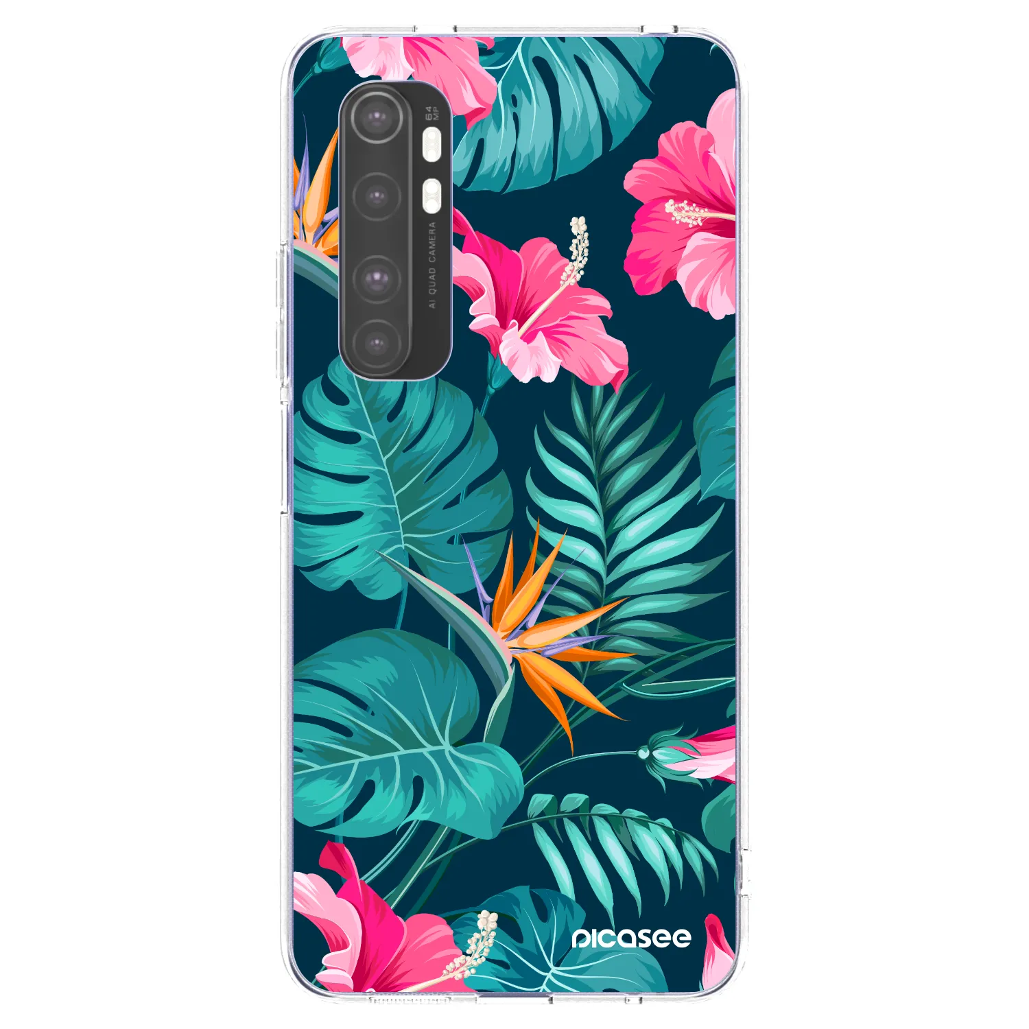 Picasee silikonowe przeźroczyste etui na Xiaomi Mi Note 10 Lite - Pink Monstera