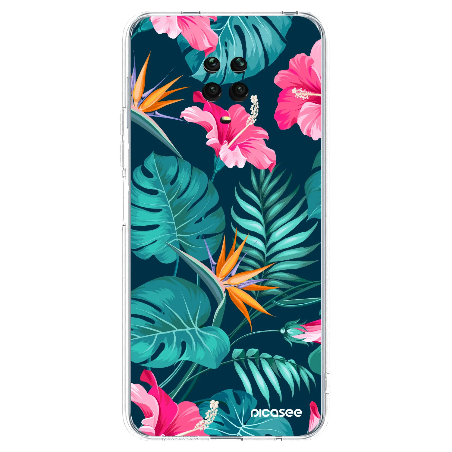 Picasee silikonowe przeźroczyste etui na Xiaomi Redmi Note 9S - Pink Monstera