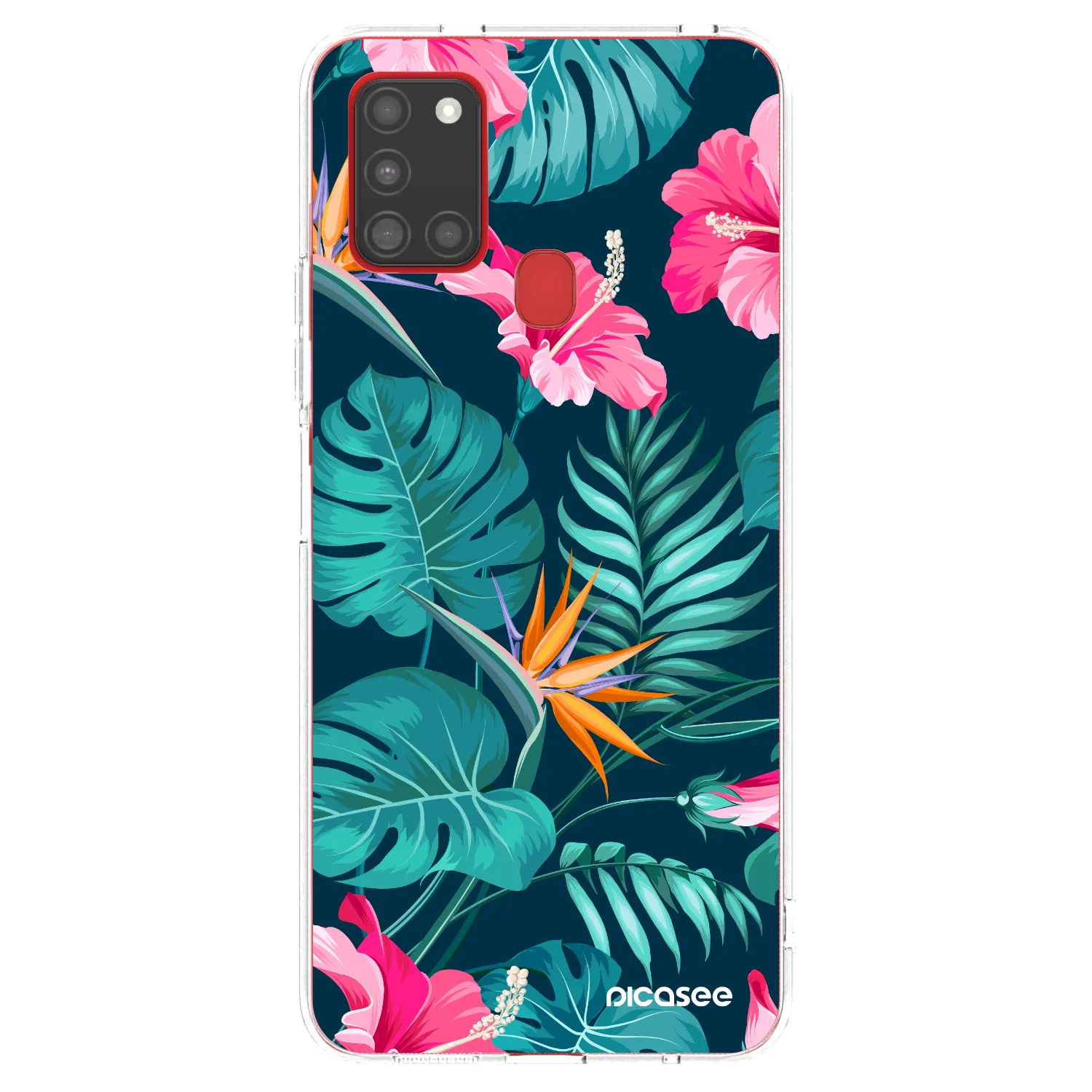Picasee silikonowe przeźroczyste etui na Samsung Galaxy A21s - Pink Monstera