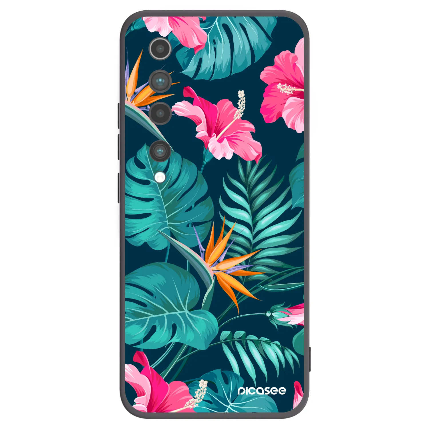 Picasee silikonowe czarne etui na Xiaomi Mi 10 - Pink Monstera