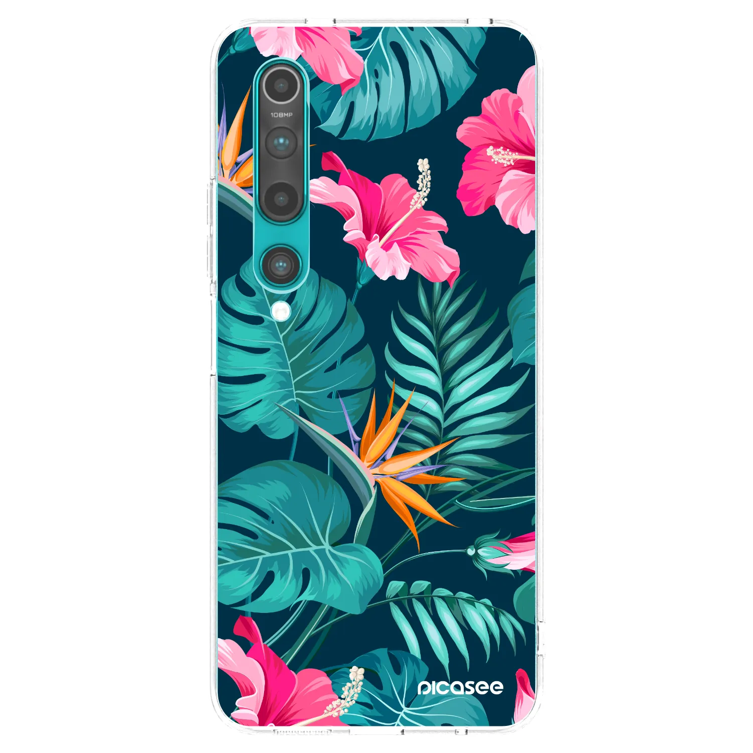 Picasee silikonowe przeźroczyste etui na Xiaomi Mi 10 - Pink Monstera