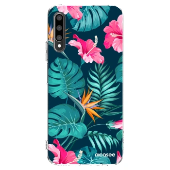 Picasee silikonowe przeźroczyste etui na Honor 9X Pro - Pink Monstera