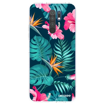 Picasee silikonowe przeźroczyste etui na Xiaomi Redmi 9 - Pink Monstera