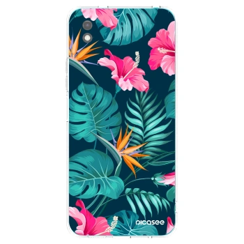 Picasee silikonowe czarne etui na Xiaomi Redmi 9A - Pink Monstera