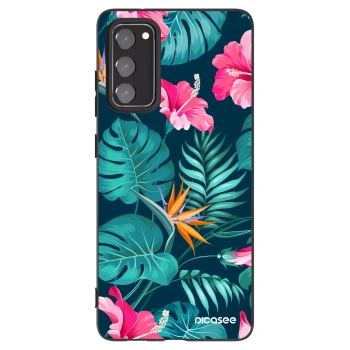 Picasee silikonowe czarne etui na Samsung Galaxy S20 FE - Pink Monstera