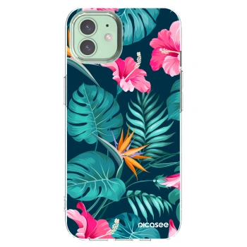 Picasee silikonowe przeźroczyste etui na Apple iPhone 12 Pro - Pink Monstera
