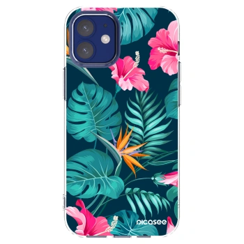 Picasee silikonowe przeźroczyste etui na Apple iPhone 12 mini - Pink Monstera
