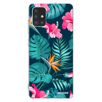 Picasee silikonowe przeźroczyste etui na Samsung Galaxy M51 M515F - Pink Monstera