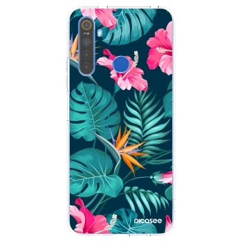 Picasee silikonowe przeźroczyste etui na Realme 5 - Pink Monstera