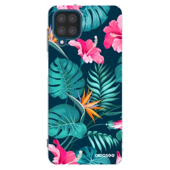 Picasee silikonowe przeźroczyste etui na Samsung Galaxy A12 A125F - Pink Monstera