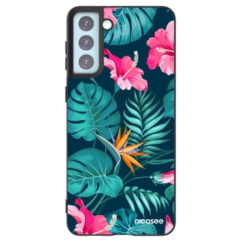 Picasee silikonowe czarne etui na Samsung Galaxy S21+ 5G G996F - Pink Monstera