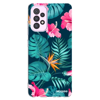 Picasee silikonowe przeźroczyste etui na Samsung Galaxy A32 5G A326B - Pink Monstera