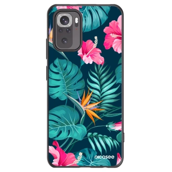 Picasee silikonowe czarne etui na Xiaomi Redmi Note 10S - Pink Monstera