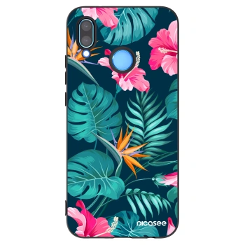 Picasee silikonowe czarne etui na Huawei P20 Lite - Pink Monstera