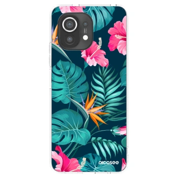 Picasee silikonowe przeźroczyste etui na Xiaomi Mi 11 - Pink Monstera