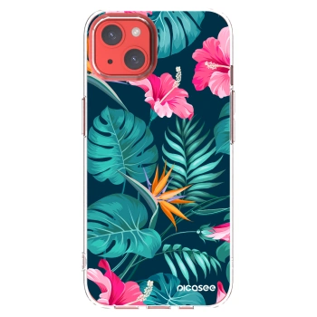 Picasee silikonowe przeźroczyste etui na Apple iPhone 13 - Pink Monstera