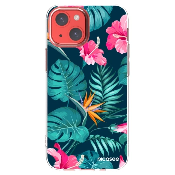 Picasee silikonowe przeźroczyste etui na Apple iPhone 13 mini - Pink Monstera