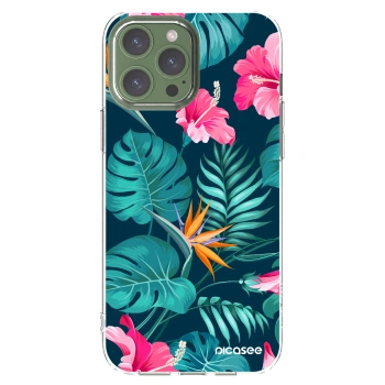 Picasee silikonowe przeźroczyste etui na Apple iPhone 13 Pro Max - Pink Monstera