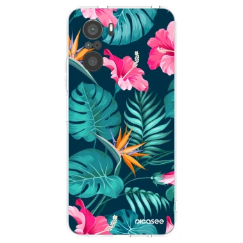 Picasee silikonowe przeźroczyste etui na Xiaomi Poco F3 - Pink Monstera
