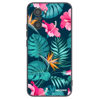 Picasee silikonowe czarne etui na Xiaomi Poco F3 - Pink Monstera