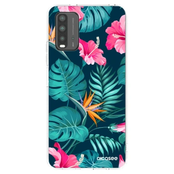 Picasee silikonowe czarne etui na Xiaomi Redmi 9T - Pink Monstera