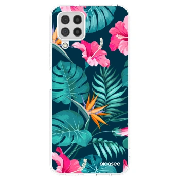 Picasee silikonowe przeźroczyste etui na Samsung Galaxy A22 A225F 4G - Pink Monstera