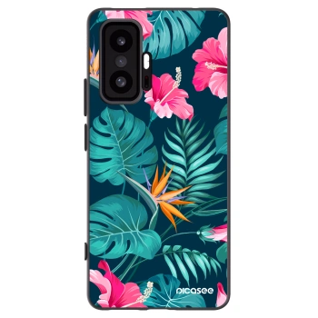 Picasee silikonowe czarne etui na Xiaomi 11T - Pink Monstera