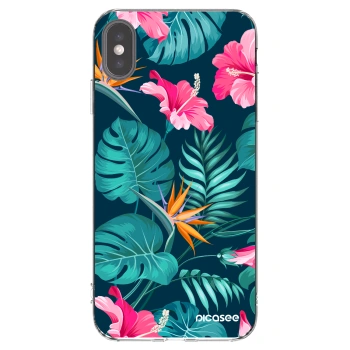 Picasee silikonowe przeźroczyste etui na Apple iPhone XS Max - Pink Monstera