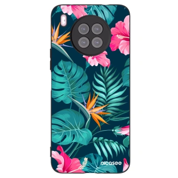 Picasee silikonowe czarne etui na Huawei Nova 8i - Pink Monstera