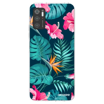Picasee silikonowe przeźroczyste etui na Xiaomi Poco M3 Pro 5G - Pink Monstera