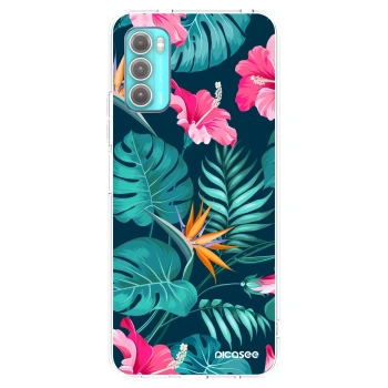 Picasee silikonowe przeźroczyste etui na Motorola Moto G60 - Pink Monstera