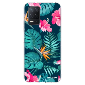 Picasee silikonowe przeźroczyste etui na Realme 8 5G - Pink Monstera