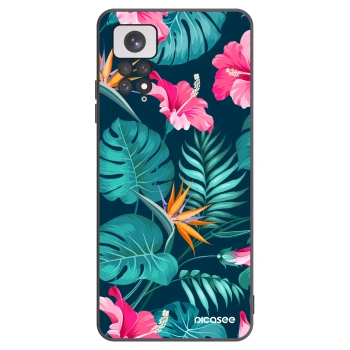 Picasee silikonowe czarne etui na Xiaomi Redmi Note 11 - Pink Monstera