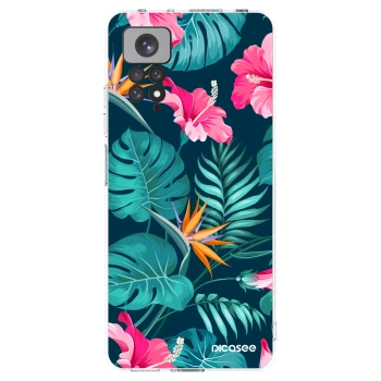 Picasee silikonowe przeźroczyste etui na Xiaomi Redmi Note 11S 4G - Pink Monstera