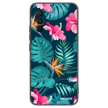 Picasee silikonowe czarne etui na Realme GT Master Edition 5G - Pink Monstera