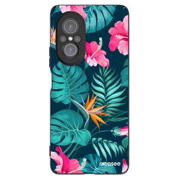 Picasee silikonowe czarne etui na Huawei Nova 9 SE - Pink Monstera