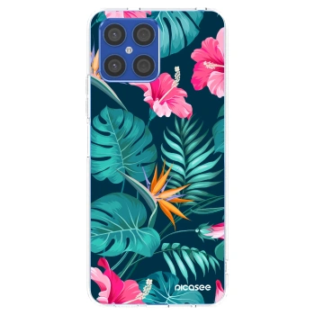 Picasee silikonowe przeźroczyste etui na Honor X8 4G - Pink Monstera