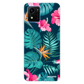 Picasee silikonowe przeźroczyste etui na Vivo Y01 - Pink Monstera