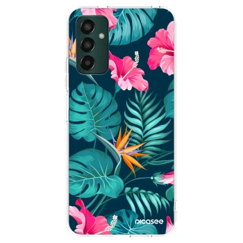 Picasee silikonowe przeźroczyste etui na Samsung Galaxy M13 M135F - Pink Monstera