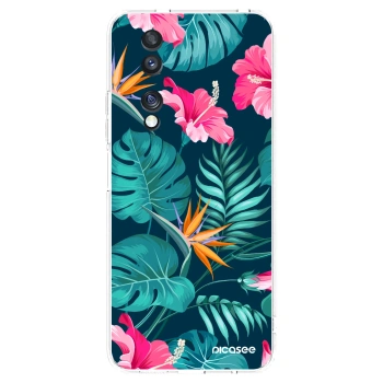 Picasee silikonowe przeźroczyste etui na Honor 70 - Pink Monstera