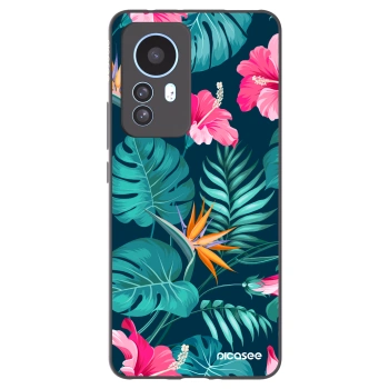 Picasee silikonowe czarne etui na Xiaomi 12T Pro - Pink Monstera